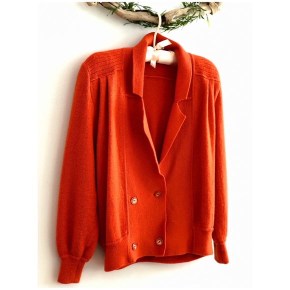 Vintage Sweaters - Vintage Carrot Orange Buttoned Sweater